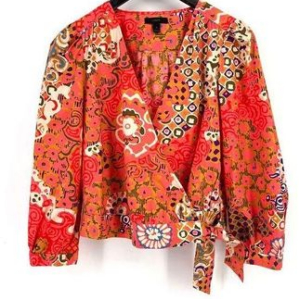 Nwt J Crew Summer V Neck Wrap Around Blouse Shirt